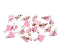 Diheohg Mini amor forma de corazón pinzas de madera Mensaje Fotohalter Album Tarjeta Papel piquetas Fotografía - Rosa 20 unidades