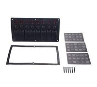 Diheohg Panel de interruptor basculante de 8 marchas, 3 pines, protección contra sobrecarga, impermeable, panel de conmutación LED DC12/24 V, interruptor de aluminio ON-OFF