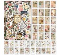 Diheohg Papel adhesivo estético de estilo vintage washi para scrapbooking, 40 hojas de libro de ephemera para Art Journaling, D