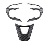 Diheohg Para 2019-2021 Coche Carbón Fibra Estilo Volante Botón Cubierta Cubierta Cubierta Marco Decorativo Pegatinas Accesorios