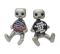 Diheohg Su miedo es una azada mentira, Robot, Linda figura pequeña, Salud mental, resina sintética, escritorio, oficina en casa, escritorio, juguetes para niños, regalos