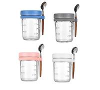 Diheohg Tarros de conservas de 4 piezas para overnight oats para almacenar ensaladas, yogur, pudín, frutas, etc.
