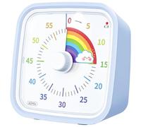 Diheohg Temporizador visual de 60 minutos con funda protectora, temporizador de disco arcoíris, herramienta silenciosa de gestión del tiempo de cuenta atrás, azul claro