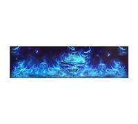 Diheohg Una manera de visión para el carro de recogida azul llamas calavera 3D trasera disco adhesivo trasero trasero cartel de cristal