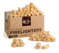 Dihl 200 encendedores de fuego naturales, cera rápida, 200 unidades, de lana de madera, encendedores de llama, seguros de usar. Ideal para barbacoa, barbacoa, hoguera, horno de pizza y estufas, 200