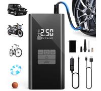 DIHOOM Compresor Aire Portatil - Inflador Electrico de Neumáticos de Coche de 45L/min con Soporte de Power Bank, Iluminación LED Batería de 6000mAh,4 Modos,Ideal para Coches Bicicletas Motos y Balones