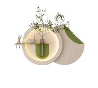 DIHRVTHC Arte Mural 3D Efecto Arenisca, Cuadro Decorativo Moderno con Jarrón y Planta Artificial, Decoración de Pared para Salón, Dormitorio u Oficina Moderna(Green,47.2" l*27.5" w)