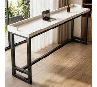 DIHRVTHC Mesa Alta Tipo Bar, de Madera Maciza de Pino con Borde Natural | For kitchens, breakfast nooks, cafes, or behind sofas/ Table Only(White-b,L87"*w16"*h41")