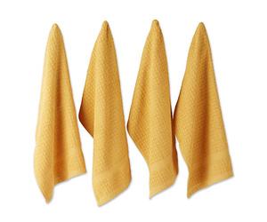 DII 100% Cotton, Machine Washable, Classic, Everyday Kitchen Basic, Waffle Terry Dishtowel, 15 x 26, Set of 4- Mustard