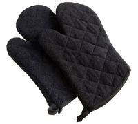 DII 100% Cotton, Terry Oven Mitt Set Lavable a máquina, Resistente al Calor, Algodón, Negro, 7 x 13 Inches, 2
