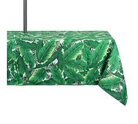 DII 100% poliéster, a prueba de derrames, se puede lavar a máquina. Mantel de cremallera para uso en exteriores en mesas cubiertas con paraguas, redondo, 132 cm, hoja de plátano, para 4 personas, Banana Leaf, 60X84"-Zippered