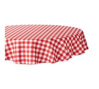 DII 100% poliéster, antifugas, Lavable a máquina, Mantel Redondo de Cuadros Rojos de 150 cm.