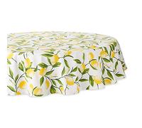 DII Acción de Gracias, Eventos de Catering, cenas, Ocasiones Especiales o Uso Diario, algodón, Felicidad de limón, Mantel, Redondo de 70 Pulgadas