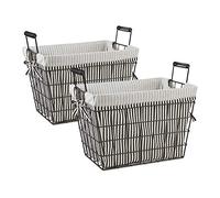 DII Almacenamiento de metal, forro de rayas, cesta forrada