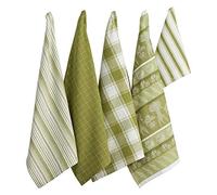 DII Assorted Pattern Dishtowels (Set of 5) Juego de Textiles para Cocina Tejida, Tela, Perejil Verde, DT 18x28 DC 13x13