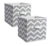 DII - Bandeja de almacenamiento Chevron, grande, 33 x 33 x 33 cm, gris, 2 piezas