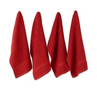 DII Basic Terry Collection Juego de Toallas de Cocina de gofre, algodón, Rojo sólido, 18-Inch by 28-Inch, 4