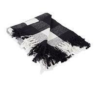 DII, Buffalo Check Collection, Manta rústica con borlas, 127 x 152 cm, Negro y Blanco
