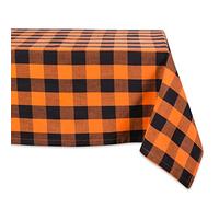 DII Buffalo Check Collection, mantel clásico de granja, mantel, 52 x 52 pulgadas, naranja y negro