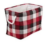 DII Buffalo Check Storage Collection - Contenedor plegable con asas, rectangular, grande, 17.5 x 12 x 15 pulgadas, tricolor rojo cardenal