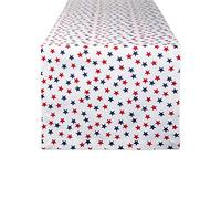 DII Camino de Mesa de algodón para el día de la Independencia, Fiesta del 4 de Julio, Barbacoa de Verano y picnics al Aire Libre, Estrellas Americanas, 14 x 72