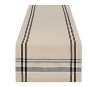 DII - Camino de Mesa de Comedor Estilo Granja Francesa con Rayas, 35,5 x 182,9 cm, Gris Topo/Negro