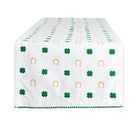DII Camino de Mesa de la colección del Día de San Patricio, 14 x 72 Pulgadas, diseño de Herradura de trébol