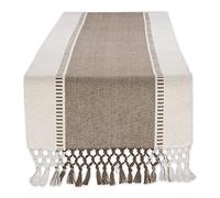 DII, Camino de Mesa de Tejido Dobby a Rayas, 33 x 183 cm, Marrón