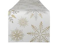 DII Camino de Mesa Reversible con Estampado de Copos de Nieve metálicos, 14 x 108 Pulgadas