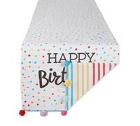 DII Camino de Mesa Reversible para Cocina, algodón, Feliz cumpleaños, 14 x 72 Pulgadas
