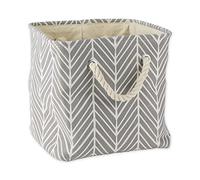 DII Cesta de almacenamiento de poliéster plegable o cubo con asas de algodón duraderas, solución organizadora para el hogar para oficina, dormitorio, armario, juguetes y lavandería (28 x 28 x 28 cm) - espiga gris