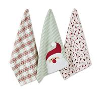 DII Christmas Kitchen Collection - Juego de paños de Cocina Adornados, 18 x 28 Pulgadas, Santa, 3 Piezas