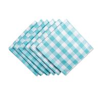DII Colecciσn de mesa a cuadros 100% algodσn lavable a mαquina Juego de servilletas 20x20 Aqua 6 piezas