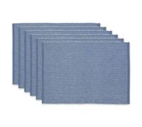DII Colección Bicolor Mesa, Algodón, Stonewash Blue, Placemat Set, 6