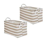 DII Colección de almacenamiento de lavandería, contenedor plegable con revestimiento de polietileno con asas, rayas de piedra, juego grande, 10.5 x 17.5 x 10 pulgadas