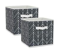 DII Colección de almacenamiento no tejido de poliéster en espiga juego pequeño, cubo de 11 x 11 x 11 cm, negro, 2 piezas