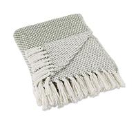 DII Colección de Manta Tejida 100% algodón, Tejido de Cesta, 50 x 60 Pulgadas, Color Verde alcachofa