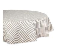 DII Colección de manteles de Vinilo para Interiores y Exteriores, patrón de cuadrícula, Mantel con Reverso de Franela, Redondo de 70 Pulgadas, Piedra