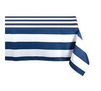 DII Colección de Mesa Cabana Stripe Outdoor Resistente a Las Manchas y a Las Arrugas y al Agua, Poliéster, Azul náutico, 120" x 60" (Rectangular)