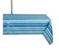 DII Colección de Mesa para Interiores y Exteriores, Multiusos, Lavable a máquina, a Rayas, Mantel, Redondo de 60 Pulgadas con Cremallera, Azul océano