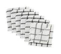 DII Colección de paños de Limpieza Juego de Platos de Ventana, Algodón, Blanco/Rayas Negras, 12x12