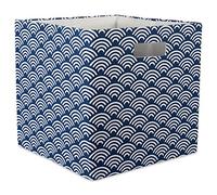 DII Collapsible Hard Sided Bin Olas, 100% poliéster, Azul, L