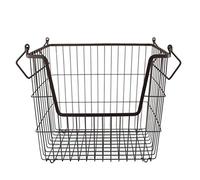 DII Contenedor de almacenamiento apilable de malla de alambre de metal, rectangular grande, 13 x 10 x 11 pulgadas, bronce