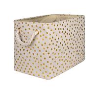 DII Contenedor de Almacenamiento de poliéster, colección metálica Dorada Plegable con Asas, Blanco Roto Natural, M