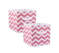 DII Contenedor de almacenamiento de tela plegable, 11 x 11 x 11 pulgadas, juego de 2, cheurón rosa, pequeño (2)