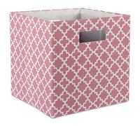 DII Contenedor de almacenamiento de tela plegable de lados duros para guardería, oficinas y organización del hogar, (13 x 13 x 13 pulgadas), rosa celosía