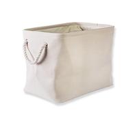 DII, Contenedor de almacenamiento plegable de poliéster abigarrado con asas de algodón, tamaño mediano, color crema