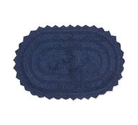 DII Crochet Collection - Alfombra de baño Reversible, Ovalada pequeña, 17 x 24 Pulgadas, Azul francés