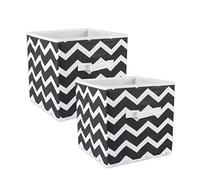 DII Cubo de almacenamiento de poliéster no tejido, cheurón, negro, juego pequeño de 2