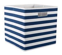 DII Cubo de almacenamiento de poliéster plegable con lados duros, 13 x 13 x 13 pulgadas, color azul náutico